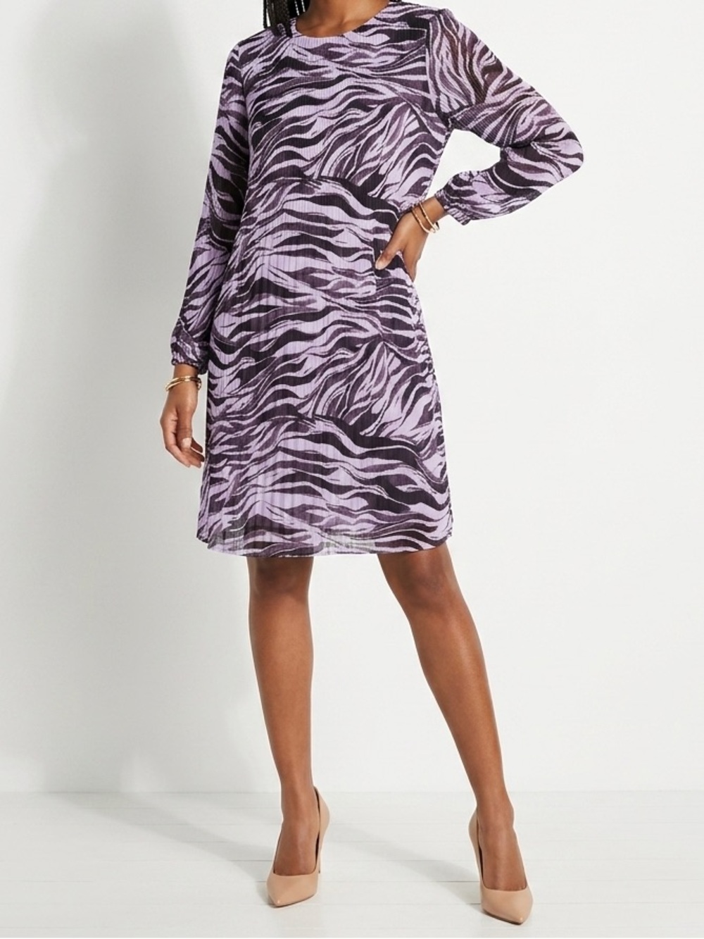 Nine West Lavender and Black Zebra Print Tunic